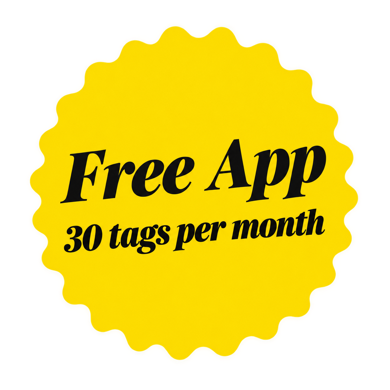 Free App — 30 tags per month